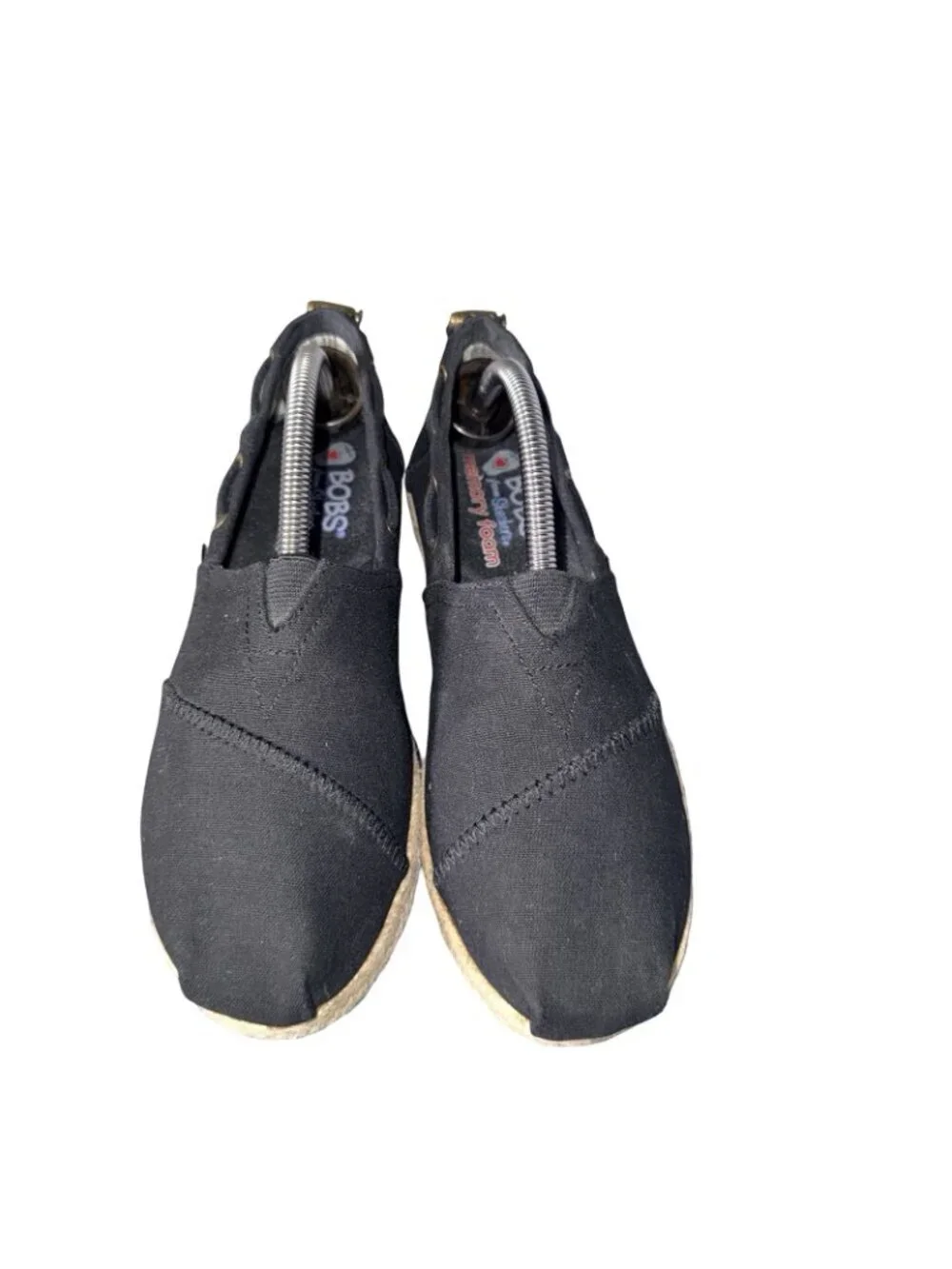 Skechers BOBS Highlights Main Event Black Espadrille Wedge Shoes Size 7.5